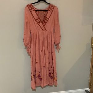 Embroidered peasant style dress